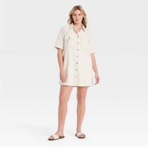 Universal Thread Denim Cream Button-Up Shirt dress